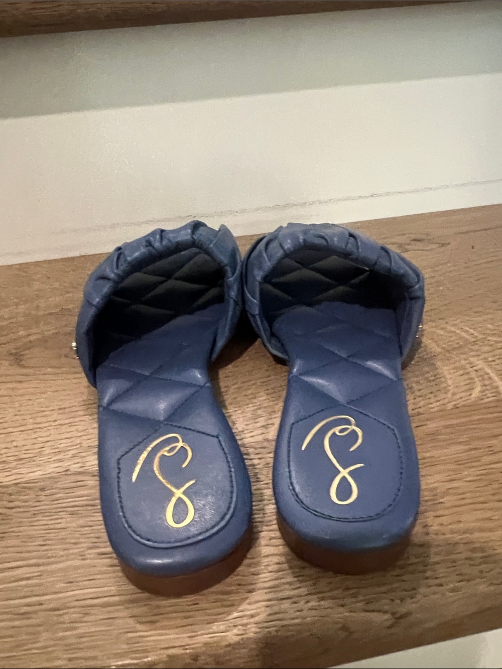 Sam Edelman Blue Quilted Slide Sandals - Picture 4 of 6